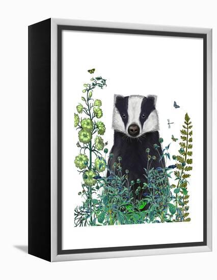 Badger In The Garden-Fab Funky-Framed Stretched Canvas