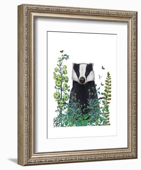 Badger In The Garden-Fab Funky-Framed Art Print