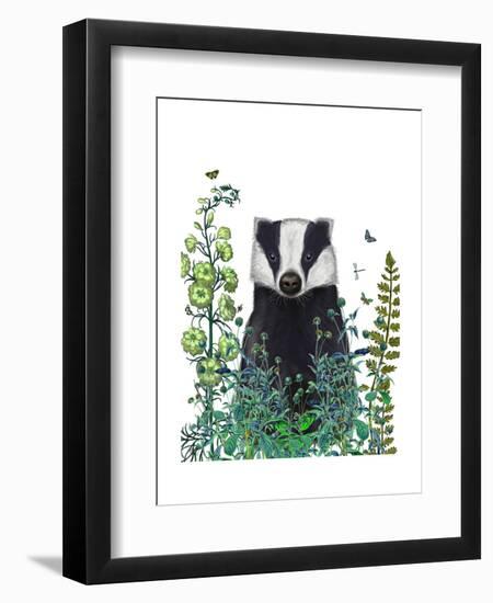 Badger In The Garden-Fab Funky-Framed Art Print