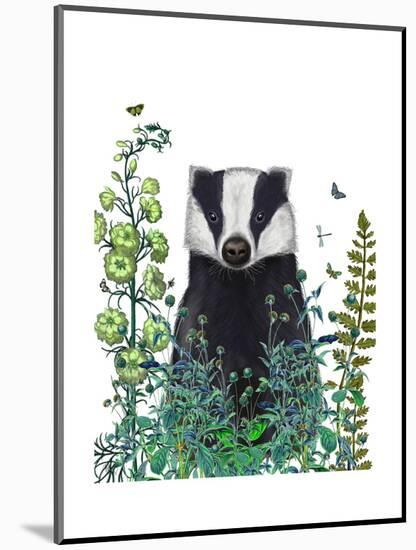 Badger In The Garden-Fab Funky-Mounted Art Print