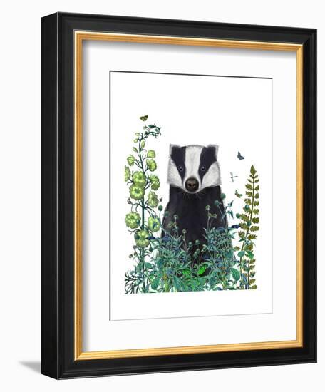 Badger In The Garden-Fab Funky-Framed Art Print