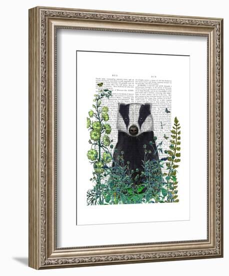 Badger In The Garden-Fab Funky-Framed Premium Giclee Print