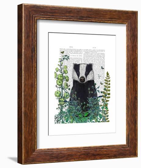 Badger In The Garden-Fab Funky-Framed Premium Giclee Print