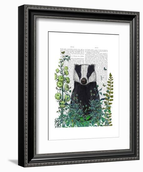 Badger In The Garden-Fab Funky-Framed Premium Giclee Print