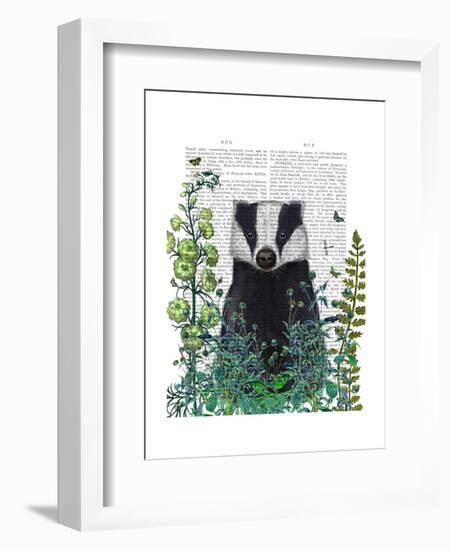 Badger In The Garden-Fab Funky-Framed Art Print