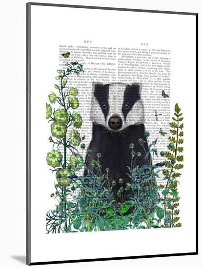 Badger In The Garden-Fab Funky-Mounted Art Print