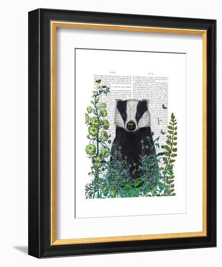 Badger In The Garden-Fab Funky-Framed Art Print