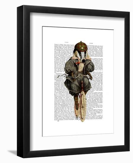 Badger on Vintage Bicycle-Fab Funky-Framed Art Print