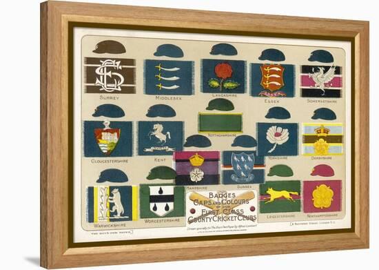 Badges Caps and Colours of English County Cricket Clubs-Alfred Lambert-Framed Premier Image Canvas