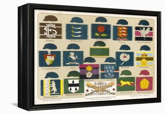 Badges Caps and Colours of English County Cricket Clubs-Alfred Lambert-Framed Premier Image Canvas