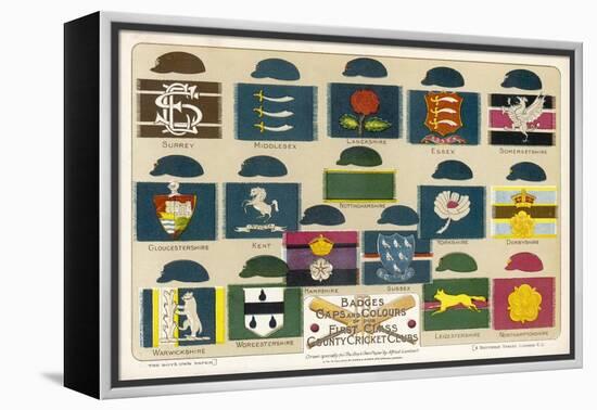 Badges Caps and Colours of English County Cricket Clubs-Alfred Lambert-Framed Premier Image Canvas