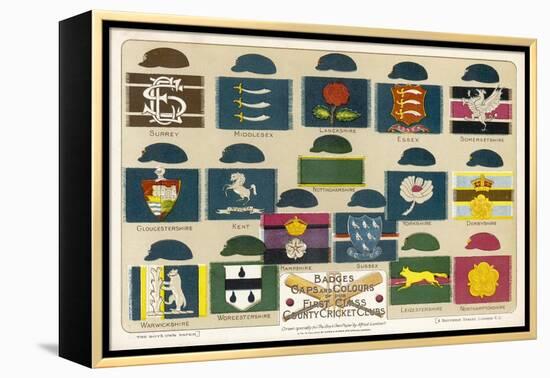 Badges Caps and Colours of English County Cricket Clubs-Alfred Lambert-Framed Premier Image Canvas