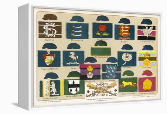 Badges Caps and Colours of English County Cricket Clubs-Alfred Lambert-Framed Premier Image Canvas