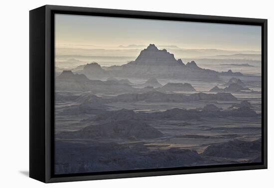 Badlands Layers on a Hazy Morning, Badlands National Park, South Dakota-James Hager-Framed Premier Image Canvas