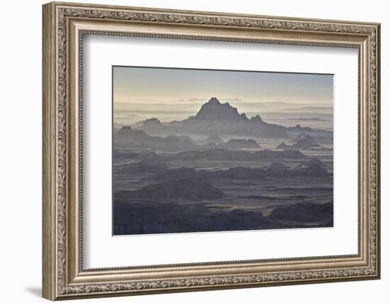 Badlands Layers on a Hazy Morning, Badlands National Park, South Dakota-James Hager-Framed Photographic Print