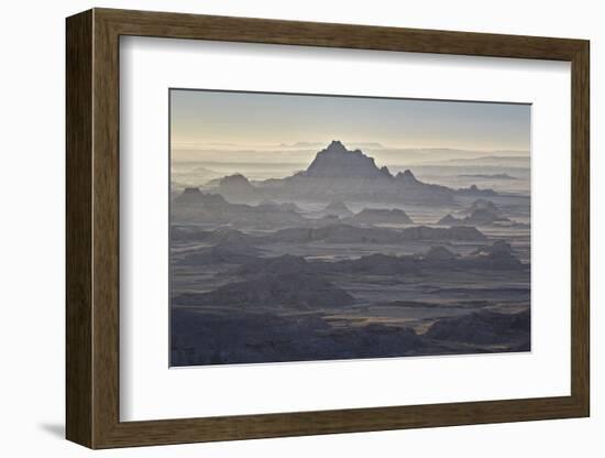 Badlands Layers on a Hazy Morning, Badlands National Park, South Dakota-James Hager-Framed Photographic Print