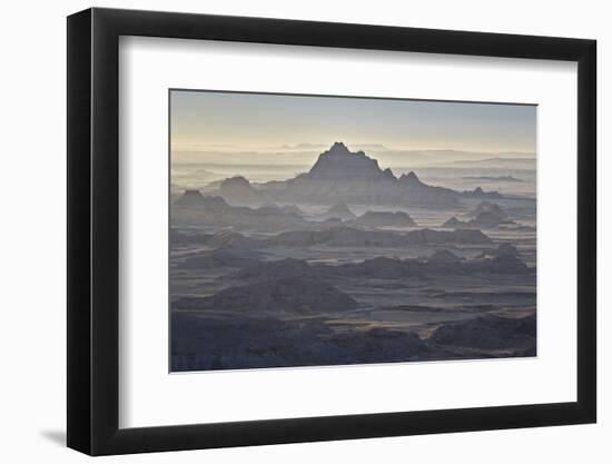 Badlands Layers on a Hazy Morning, Badlands National Park, South Dakota-James Hager-Framed Photographic Print