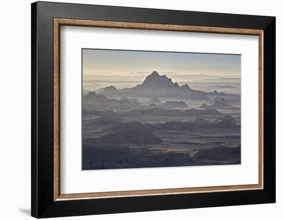 Badlands Layers on a Hazy Morning, Badlands National Park, South Dakota-James Hager-Framed Photographic Print