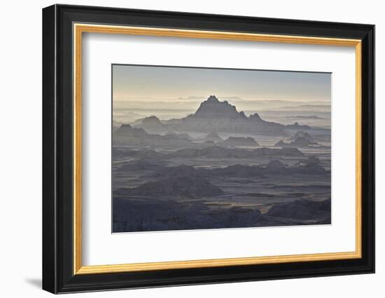 Badlands Layers on a Hazy Morning, Badlands National Park, South Dakota-James Hager-Framed Photographic Print