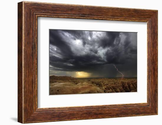 Badlands Lightning-Stephen Gassman-Framed Art Print