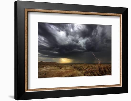 Badlands Lightning-Stephen Gassman-Framed Art Print