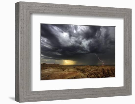 Badlands Lightning-Stephen Gassman-Framed Art Print