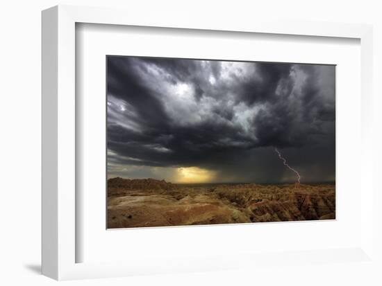 Badlands Lightning-Stephen Gassman-Framed Art Print