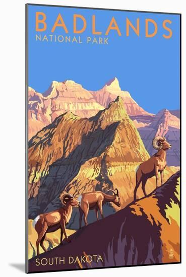 Badlands National Park, South Dakota - Bighorn Sheep-Lantern Press-Mounted Art Print