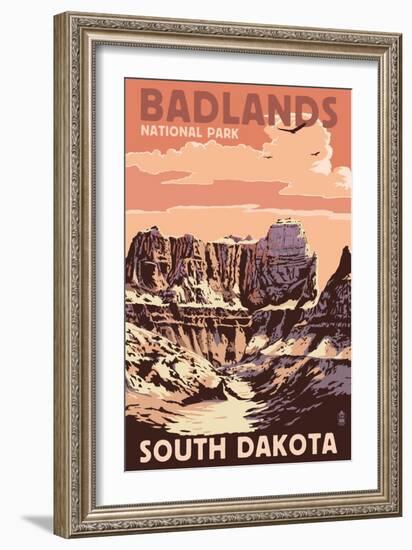 Badlands National Park, South Dakota - Castle Rock-Lantern Press-Framed Art Print