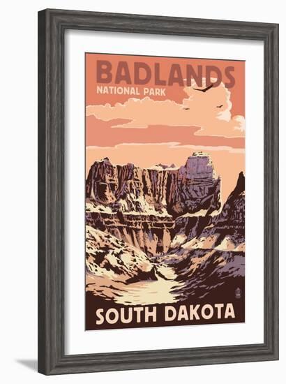 Badlands National Park, South Dakota - Castle Rock-Lantern Press-Framed Art Print