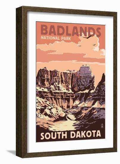 Badlands National Park, South Dakota - Castle Rock-Lantern Press-Framed Art Print