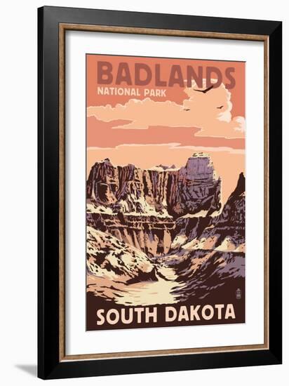 Badlands National Park, South Dakota - Castle Rock-Lantern Press-Framed Art Print