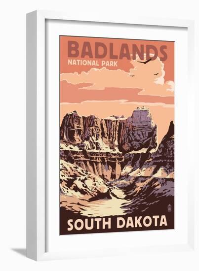 Badlands National Park, South Dakota - Castle Rock-Lantern Press-Framed Art Print