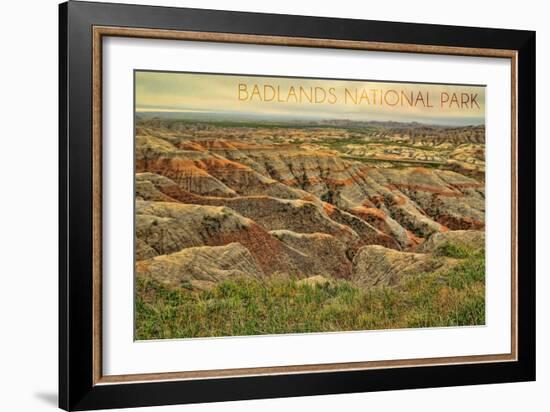 Badlands National Park, South Dakota - Grassy Bluff-Lantern Press-Framed Art Print