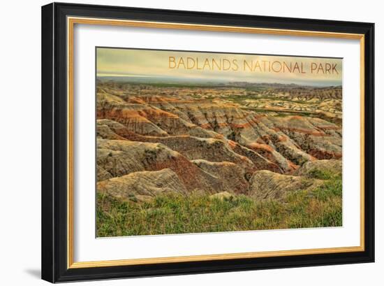 Badlands National Park, South Dakota - Grassy Bluff-Lantern Press-Framed Art Print