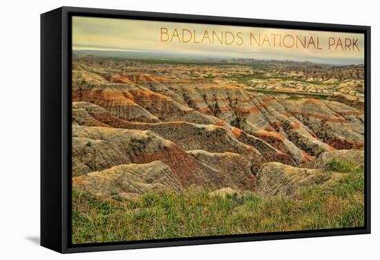 Badlands National Park, South Dakota - Grassy Bluff-Lantern Press-Framed Stretched Canvas