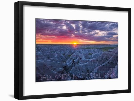 Badlands National Park, South Dakota - Purple Sunrise-Lantern Press-Framed Art Print