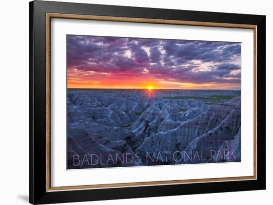 Badlands National Park, South Dakota - Purple Sunrise-Lantern Press-Framed Art Print
