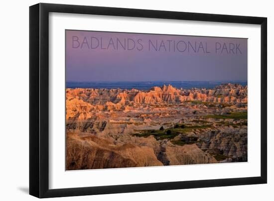 Badlands National Park, South Dakota - Purple Sunset-Lantern Press-Framed Art Print