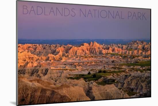 Badlands National Park, South Dakota - Purple Sunset-Lantern Press-Mounted Art Print