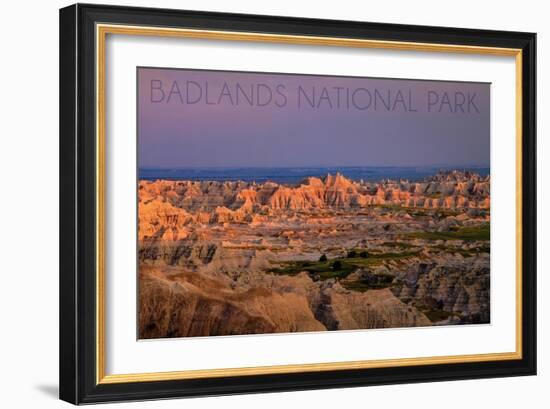 Badlands National Park, South Dakota - Purple Sunset-Lantern Press-Framed Art Print