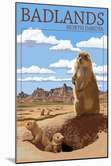 Badlands, North Dakota - Prairie Dogs-Lantern Press-Mounted Art Print