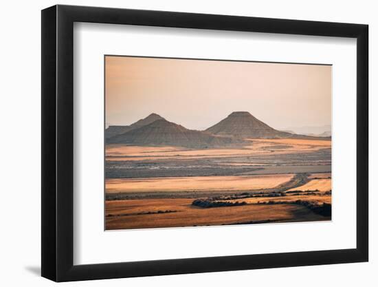 Badlands of Bardenas Reales desert mountains at sunrise, Navarre, Spain, Europe-Francesco Fanti-Framed Photographic Print