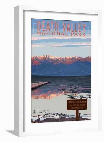 Badwater - Death Valley National Park-Lantern Press-Framed Art Print