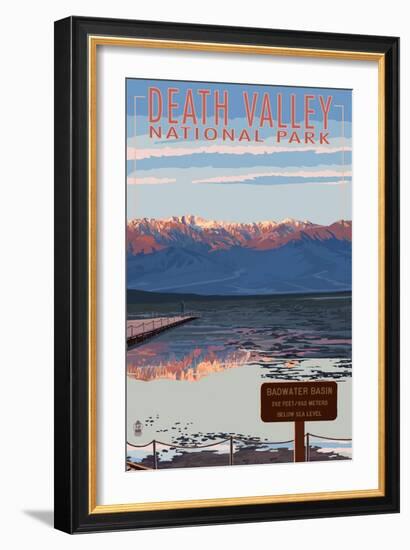 Badwater - Death Valley National Park-Lantern Press-Framed Art Print