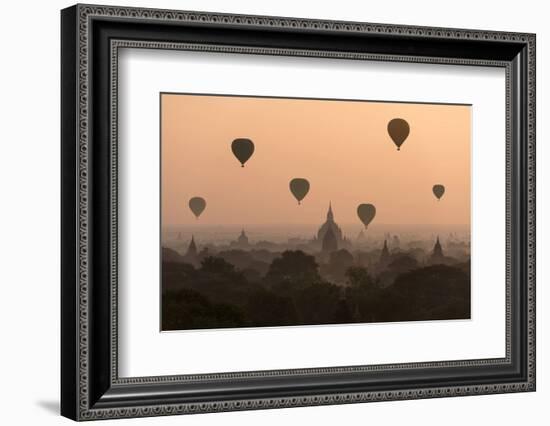 Bagan, balloons flying over ancient temples-Sarawut Intarob-Framed Photographic Print