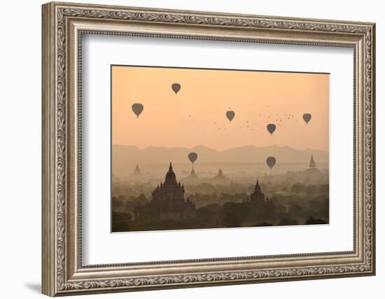 Bagan, balloons flying over ancient temples-Sarawut Intarob-Framed Photographic Print