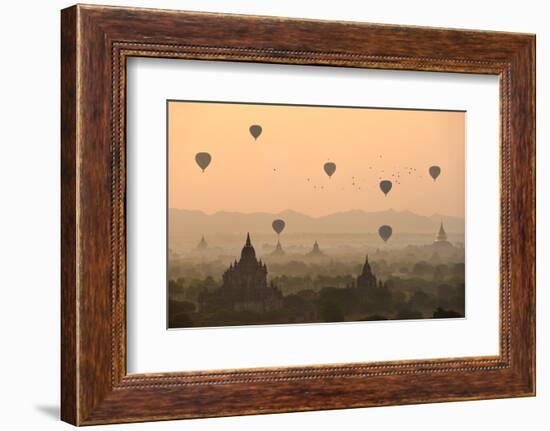 Bagan, balloons flying over ancient temples-Sarawut Intarob-Framed Photographic Print