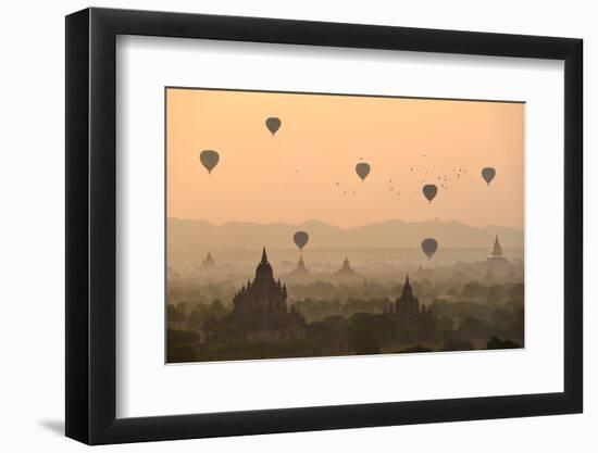 Bagan, balloons flying over ancient temples-Sarawut Intarob-Framed Photographic Print