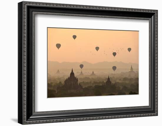 Bagan, balloons flying over ancient temples-Sarawut Intarob-Framed Photographic Print